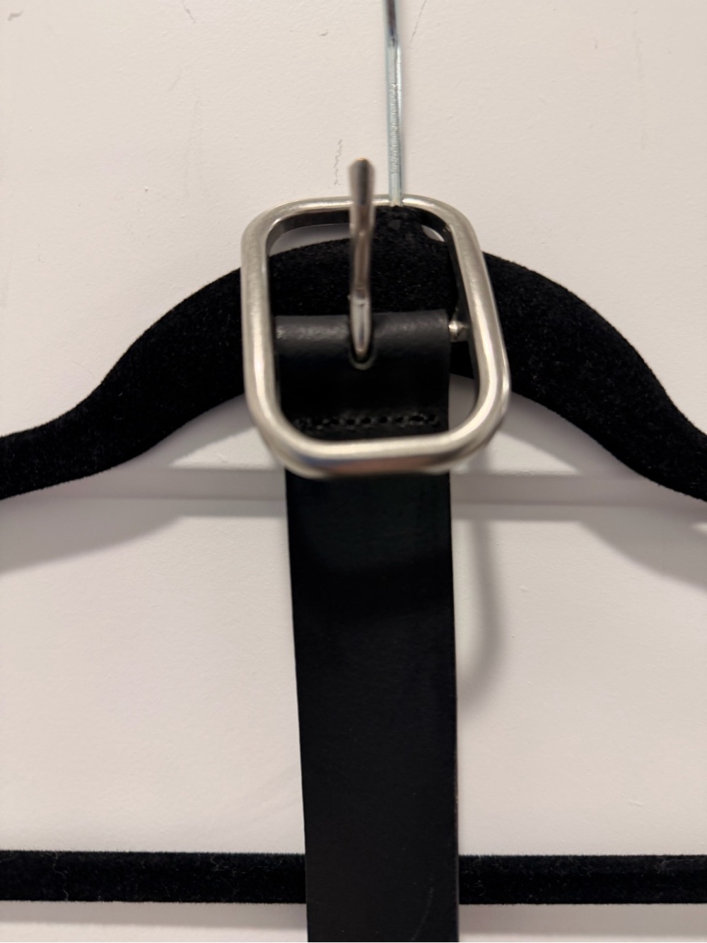 Levi's Black Leather Belt with Silver Rectangular Buckle